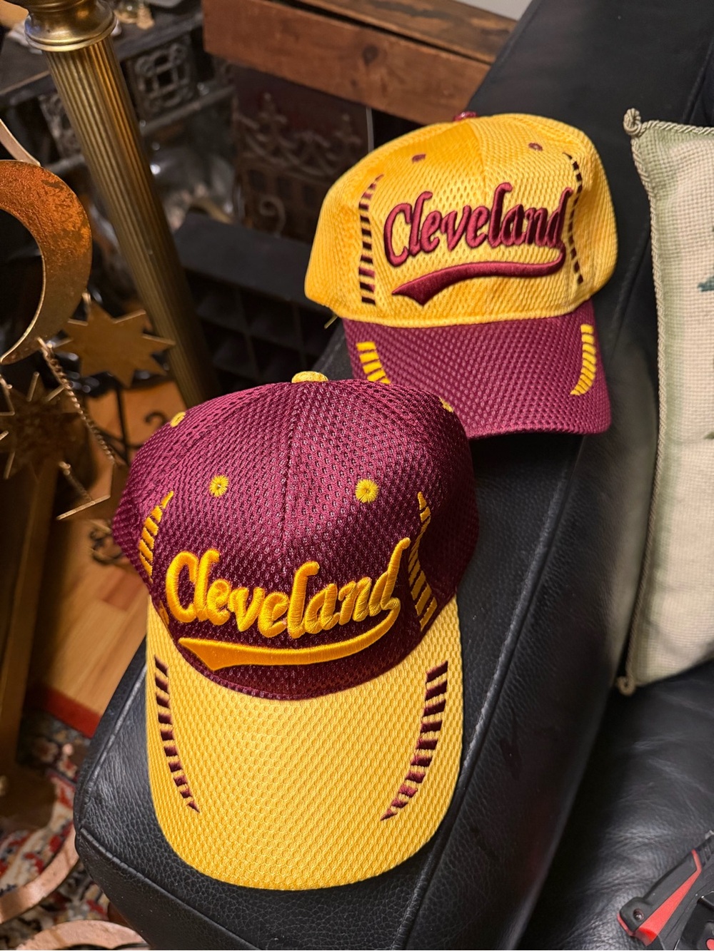 Pair of Cleveland embroidered baseball trucker caps hats, NWT